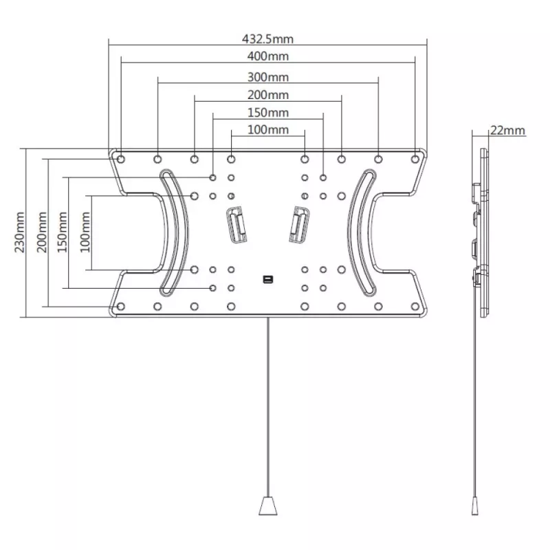 Techly cienki Wall Bracket dla telewizorów OLED 32-65 cali Czarny, 81.3 cm (32 cale), 165.1 cm (65 cali), 30 kg, 100 x 100 mm, 400 x 200 mm, Czarny