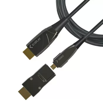 Techly HDMI A/A Micro HDMI AOC Kabel światłowodowy 4K 50m, 50 m, HDMI Typ A (Standard), HDMI Typ D (Micro), 3D, 18 Gbit/s, Czarny
