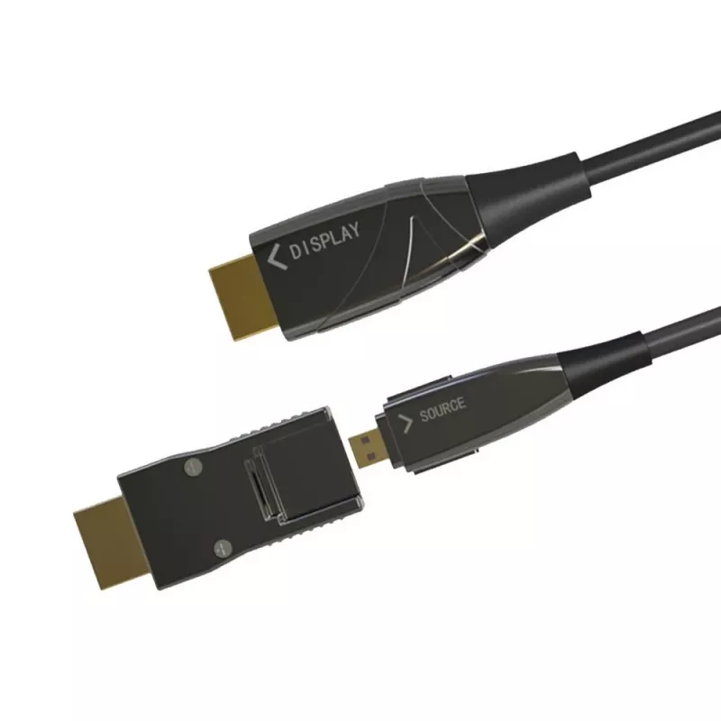 Techly HDMI A/A Micro HDMI AOC Kabel światłowodowy 4K 50m, 50 m, HDMI Typ A (Standard), HDMI Typ D (Micro), 3D, 18 Gbit/s, Czarny