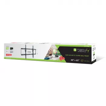 Techly Stały uchwyt ścienny LED TV LCD 40-65 cali, 165,1 cm (65 cali), 200 x 200 mm, 600 x 400 mm, -12 - 0°, Metal, Czarny
