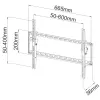 Techly Stały uchwyt ścienny LED TV LCD 40-65 cali, 165,1 cm (65 cali), 200 x 200 mm, 600 x 400 mm, -12 - 0°, Metal, Czarny