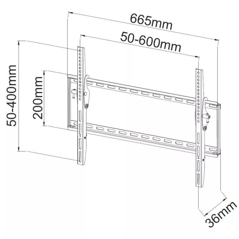 Techly Stały uchwyt ścienny LED TV LCD 40-65 cali, 165,1 cm (65 cali), 200 x 200 mm, 600 x 400 mm, -12 - 0°, Metal, Czarny