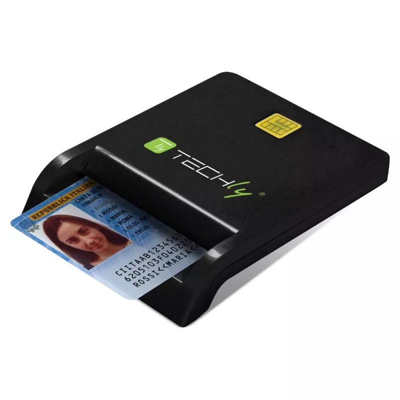 Techly Compact Smart Card Reader/Writer USB-C™ biały, USB 2.0, 1.5 m, Czarny, 102 g