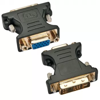 Techly Adapter DVI-Męski/VGA-Żeński Analogowy Wideo Czarny, DVI-A, VGA, Czarny