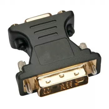 Techly Adapter DVI-Męski/VGA-Żeński Analogowy Wideo Czarny, DVI-A, VGA, Czarny