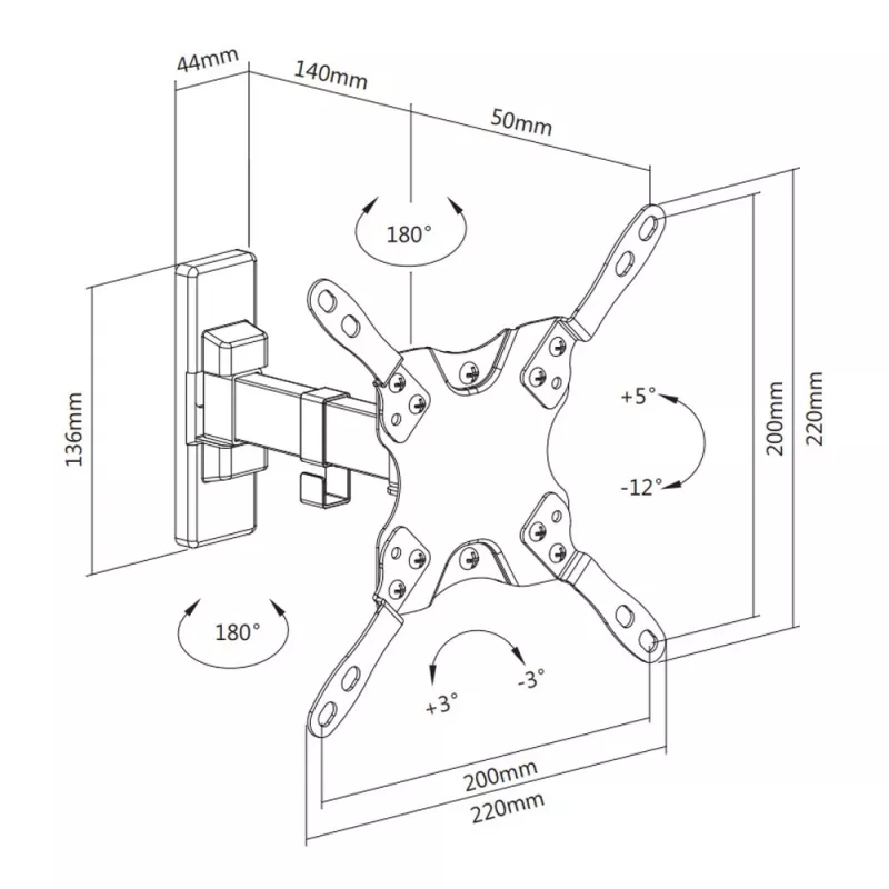Techly ICA-PLB-400STY 106.7 cm (42 cale) Czarny