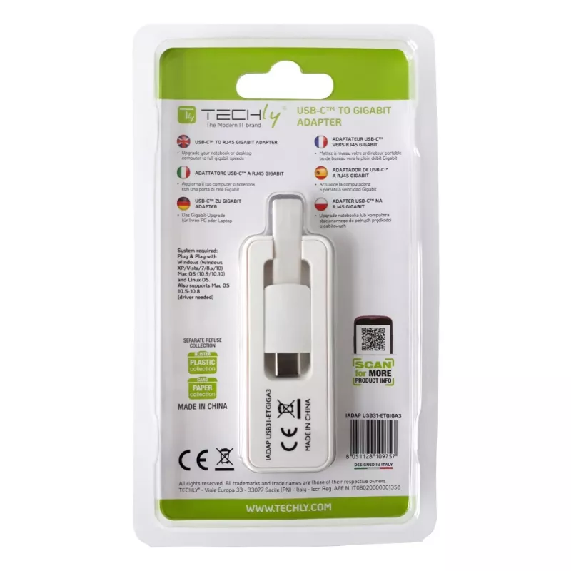 Techly IADAP USB31-ETGIGA3 karta sieciowa Ethernet 5000 Mbit/s