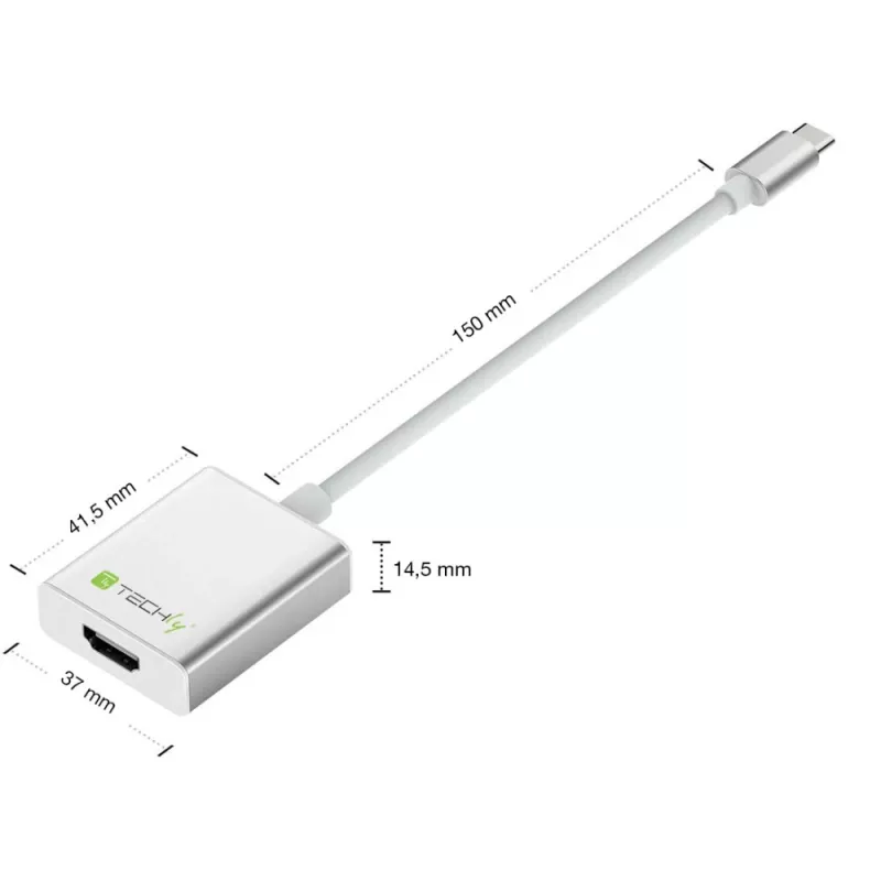 Techly adapter kablowy konwertera USB 3.1 Type C na HDMI 1.4, 3.2 Gen 2 (3.1 Gen 2), USB Type-C, wyjście HDMI