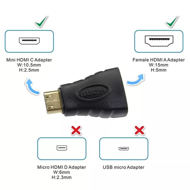 Adapter Techly HDMI na Mini HDMI Typu C Żeński/Męski IADAP HDMI-MC, Mini HDMI, HDMI, Czarny