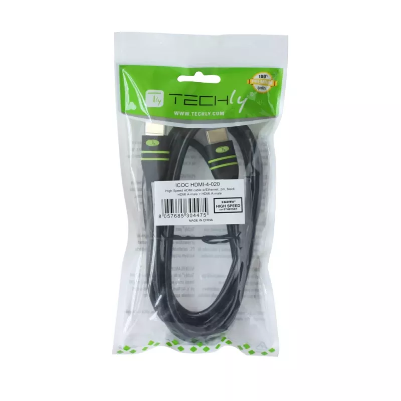 Techly 2m Wysokoprzepustowy kabel HDMI z Ethernetem A/A M/M Ferryt ICOC HDMI-FR-020