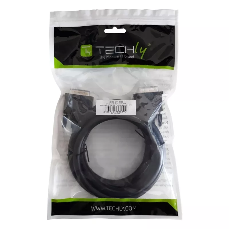 Kabel monitorowy Techly DVI analogowo-cyfrowy M / M Dual Link 1.8 m (DVI-I) ICOC DVI-8900