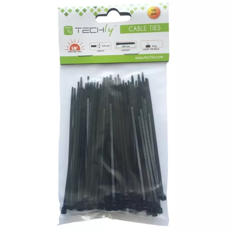 Techly Opaska Zaciskowa Nylonowa Płaska 280x4,8 mm 100 szt. Czarna ISWT-28048-BK