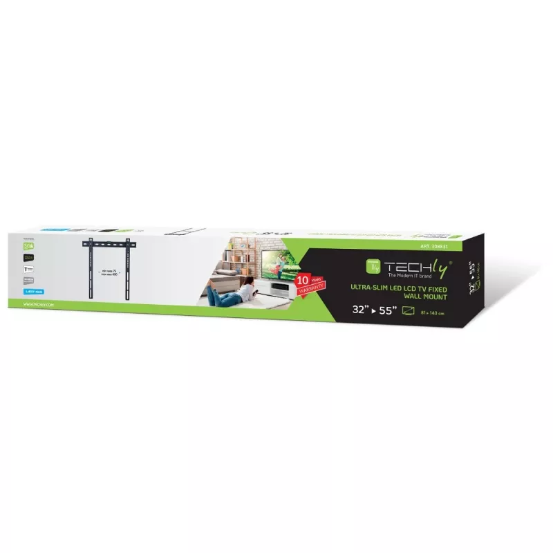 Techly Uchwyt ścienny stały UltraSlim LED TV LCD 23-55 cali Czarny ICA-PLB 140M