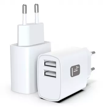 Ładowarka do urządzeń mobilnych Techly IPW-USB-12W2A słuchawki, głośnik przenośny, powerbank, smartfon, tablet biała AC wewnętrzna