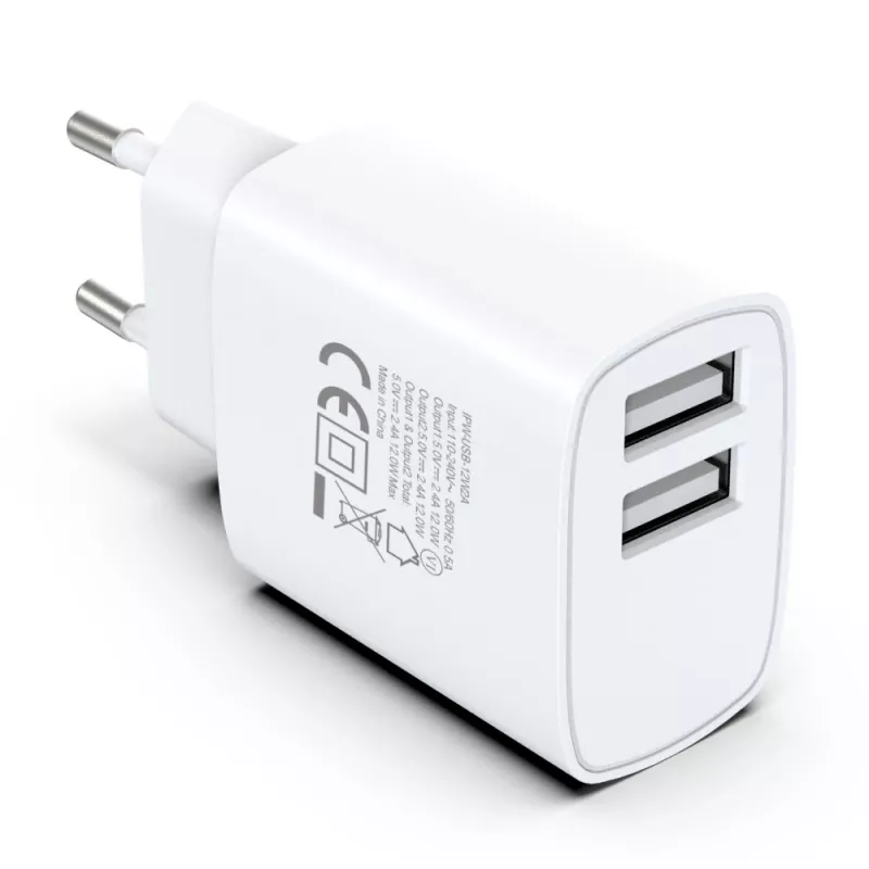 Ładowarka do urządzeń mobilnych Techly IPW-USB-12W2A słuchawki, głośnik przenośny, powerbank, smartfon, tablet biała AC wewnętrzna