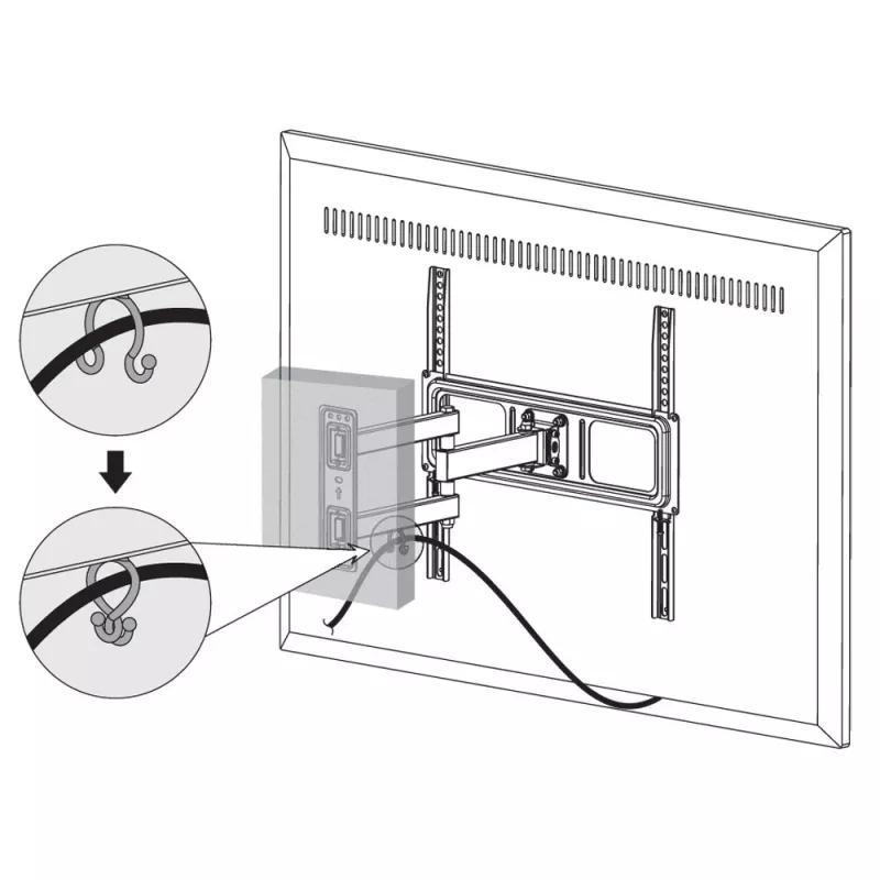 Techly 32-55 cali Full-Motion LED LCD TV Uchwyt ścienny, 400 x 400 mm, -15 - 10°, 10 - 90°, 180°, Stal, Czarny