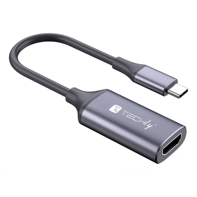 Techly I-USB-VIDEO-C4K adapter kabla wideo HDMI Typ A (Standard) USB Typ-C Srebrny