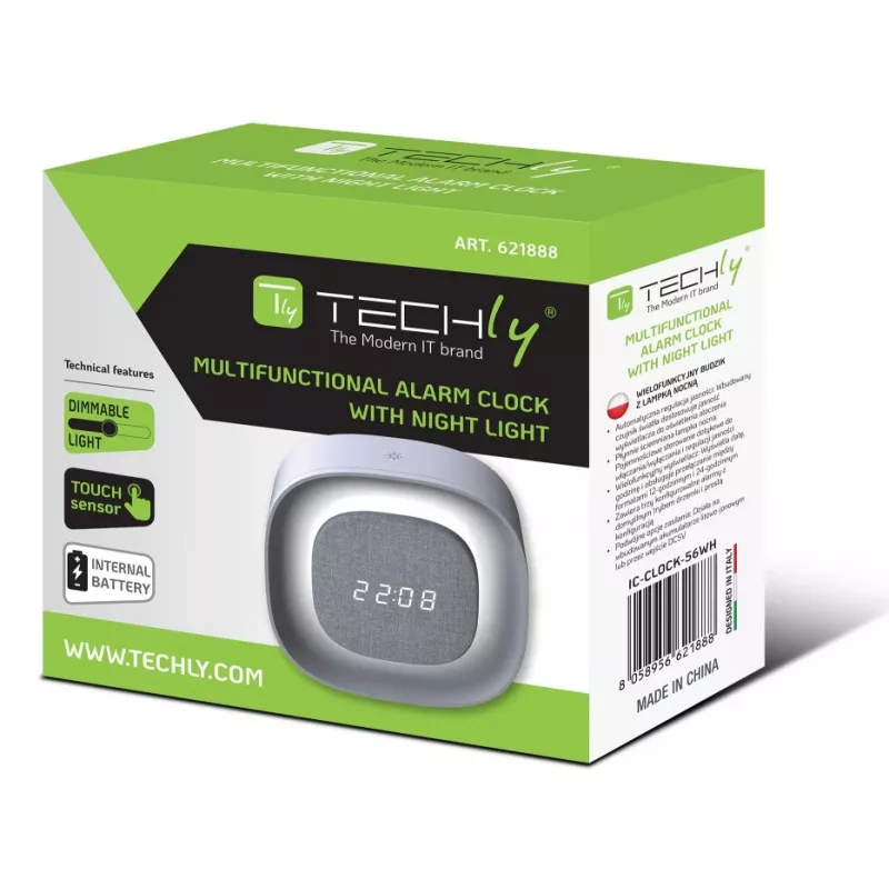 Techly IC-CLOCK-56WH zegar cyfrowy Cyfrowy zegar Szary, Biały