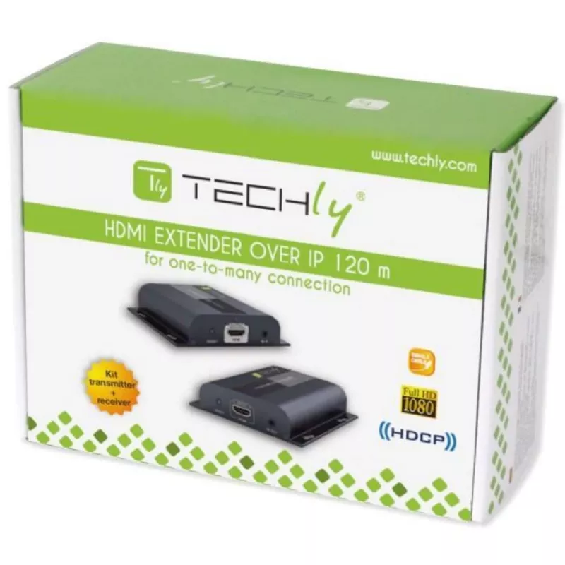 Techly IDATA-EXTIP-383V4 Nadajnik i odbiornik AV Czarny