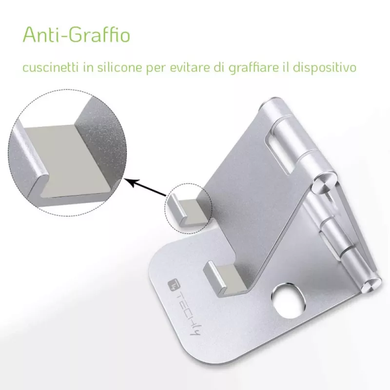 Uchwyt Techly I-SMART-STAND6 Uchwyt pasywny Telefon komórkowy/Smartfon Srebrny