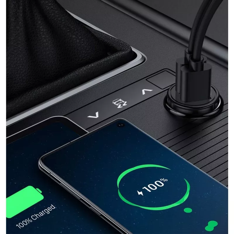 Techly Mini ładowarka samochodowa 2 porty USB-A Quick Charge 3.0 36 W w czarnej metalowej obudowie