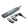 Techly IUSB32-HUB4A-4U3SL stacja dokująca/replikator portów do laptopa Przewodowa USB 3.2 Gen 1 (3.1 Gen 1) Typ-A Szary
