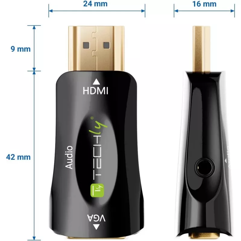 Techly IDATA HDMI-VGA2MABT2 konwerter sygnału wideo Pasywny konwerter wideo 1920 x 1080 pikseli