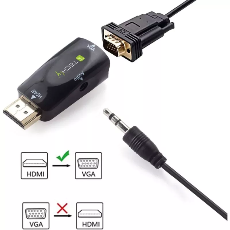 Techly IDATA HDMI-VGA2MABT2 konwerter sygnału wideo Pasywny konwerter wideo 1920 x 1080 pikseli