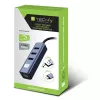 Stacja dokująca/replikator portów do laptopa Techly IDATA USB-ETGIGA3AA przewodowa USB 3.2 Gen 1 (3.1 Gen 1) Type-A, czarno-srebrna