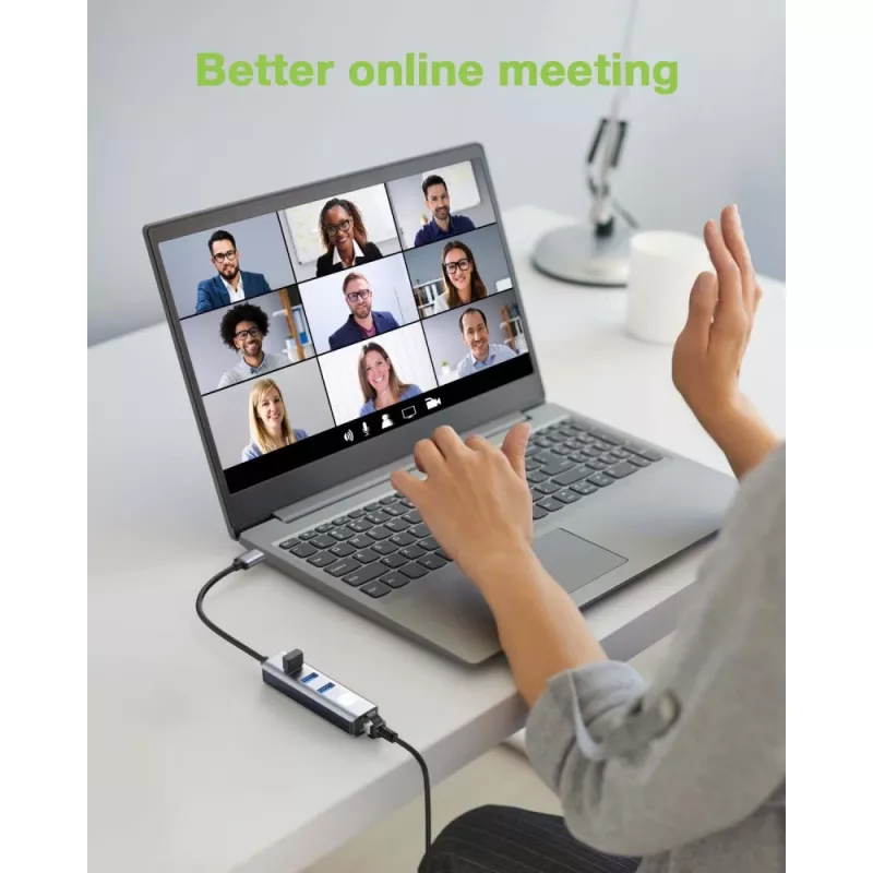 Stacja dokująca/replikator portów do laptopa Techly IDATA USB-ETGIGA3AA przewodowa USB 3.2 Gen 1 (3.1 Gen 1) Type-A, czarno-srebrna
