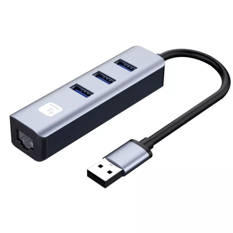 Stacja dokująca/replikator portów do laptopa Techly IDATA USB-ETGIGA3AA przewodowa USB 3.2 Gen 1 (3.1 Gen 1) Type-A, czarno-srebrna