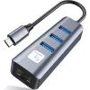 Techly IDATA USB-ETGIGA3CA stacja dokująca/replikator portów do laptopa przewodowa USB 3.2 Gen 1 (3.1 Gen 1) Type-A + Type-C czarny, srebrny