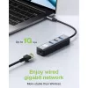Techly IDATA USB-ETGIGA3CA stacja dokująca/replikator portów do laptopa przewodowa USB 3.2 Gen 1 (3.1 Gen 1) Type-A + Type-C czarny, srebrny