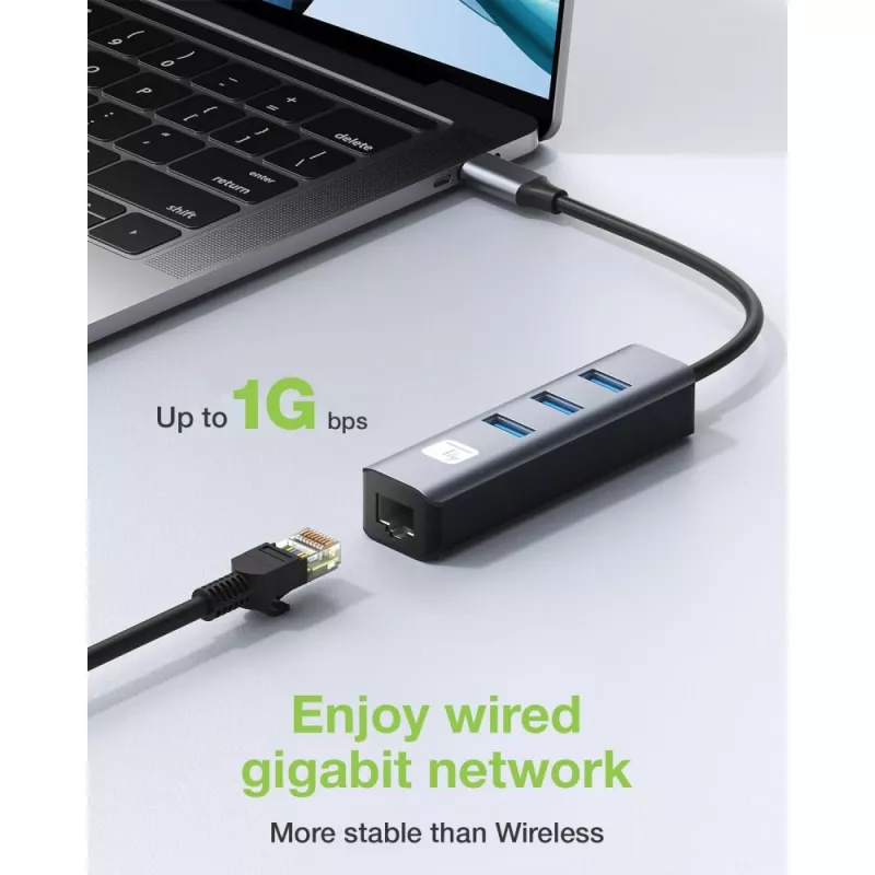 Techly IDATA USB-ETGIGA3CA stacja dokująca/replikator portów do laptopa przewodowa USB 3.2 Gen 1 (3.1 Gen 1) Type-A + Type-C czarny, srebrny