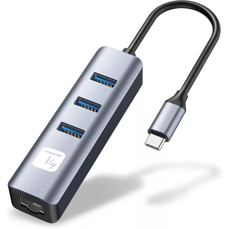 Techly IDATA USB-ETGIGA3CA stacja dokująca/replikator portów do laptopa przewodowa USB 3.2 Gen 1 (3.1 Gen 1) Type-A + Type-C czarny, srebrny