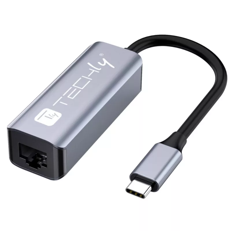 Techly IDATA USB-ETGIGA-CA stacja dokująca/replikator portów do laptopa Przewodowa USB 3.2 Gen 1 (3.1 Gen 1) Type-C Czarny, Srebrny