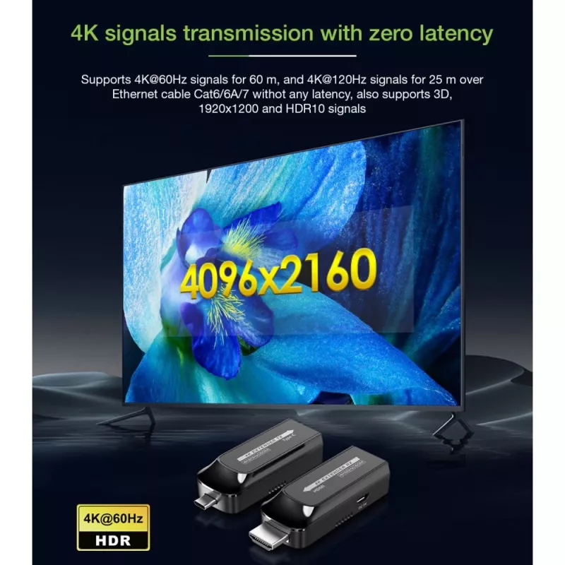 Techly IDATA EXT-600HC przedłużacz AV nadajnik i odbiornik AV czarny