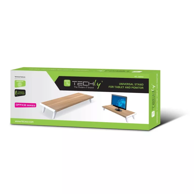 Uchwyt / podstawka pod monitor Techly ICA-MS 389 Biurko Biały, Drewno