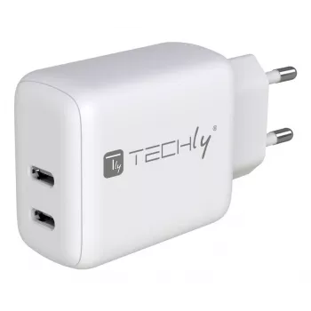 Techly IPW-USB-2C35W ładowarka do urządzeń mobilnych Laptop, Smartfon, Tablet Biały AC Szybkie ładowanie Do użytku wewnątrz pomieszczeń