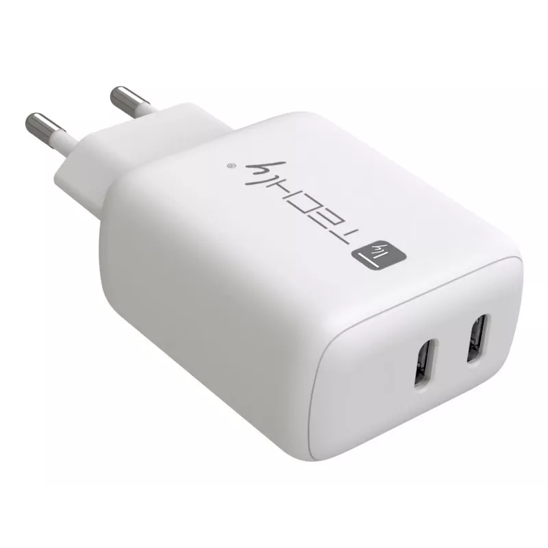 Techly IPW-USB-2C35W ładowarka do urządzeń mobilnych Laptop, Smartfon, Tablet Biały AC Szybkie ładowanie Do użytku wewnątrz pomieszczeń