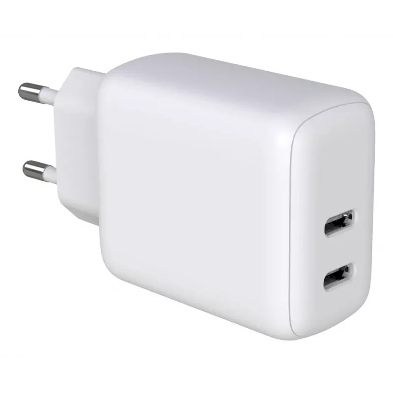 Techly IPW-USB-2C35W ładowarka do urządzeń mobilnych Laptop, Smartfon, Tablet Biały AC Szybkie ładowanie Do użytku wewnątrz pomieszczeń