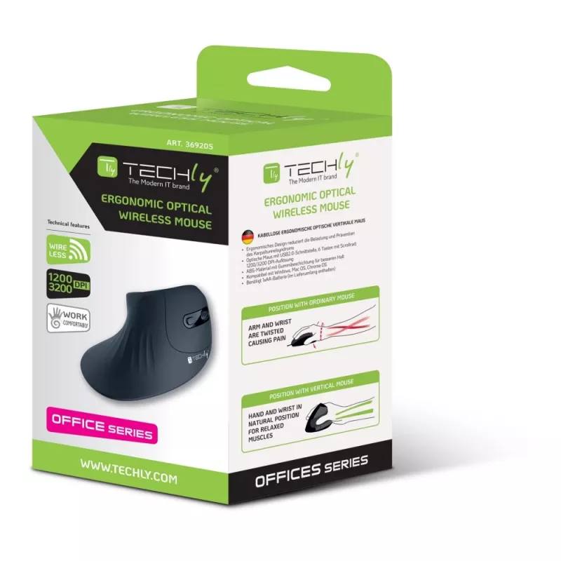 Techly IM 1100-VM-B mysz Medyczna Praworęczna RF Wireless Optyczna 3200 DPI