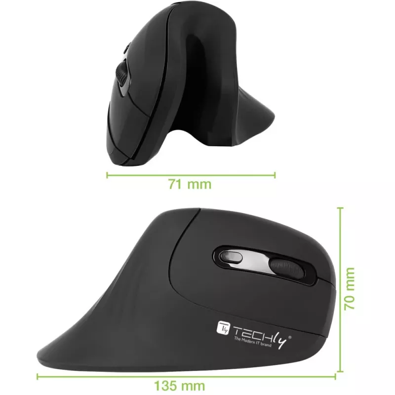 Techly IM 1100-VM-B mysz Medyczna Praworęczna RF Wireless Optyczna 3200 DPI