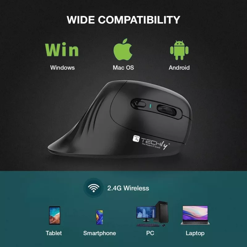 Techly IM 1100-VM-B mysz Medyczna Praworęczna RF Wireless Optyczna 3200 DPI