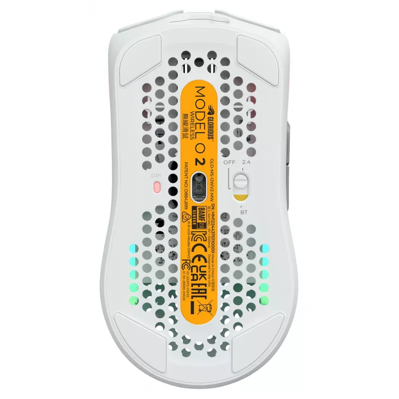 Glorious Gaming Glorious Model O Wireless 2 - Matowa biel, Praworęczna, Laser, RF Wireless + USB Type-C, 26000 DPI, 1 ms, Biały