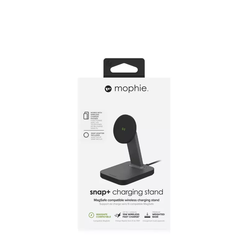 mophie UNV WRLS-snap+ stand-Czarny-ROC-EU, do pomieszczeń, zasilanie AC, ładowanie bezprzewodowe, czarny