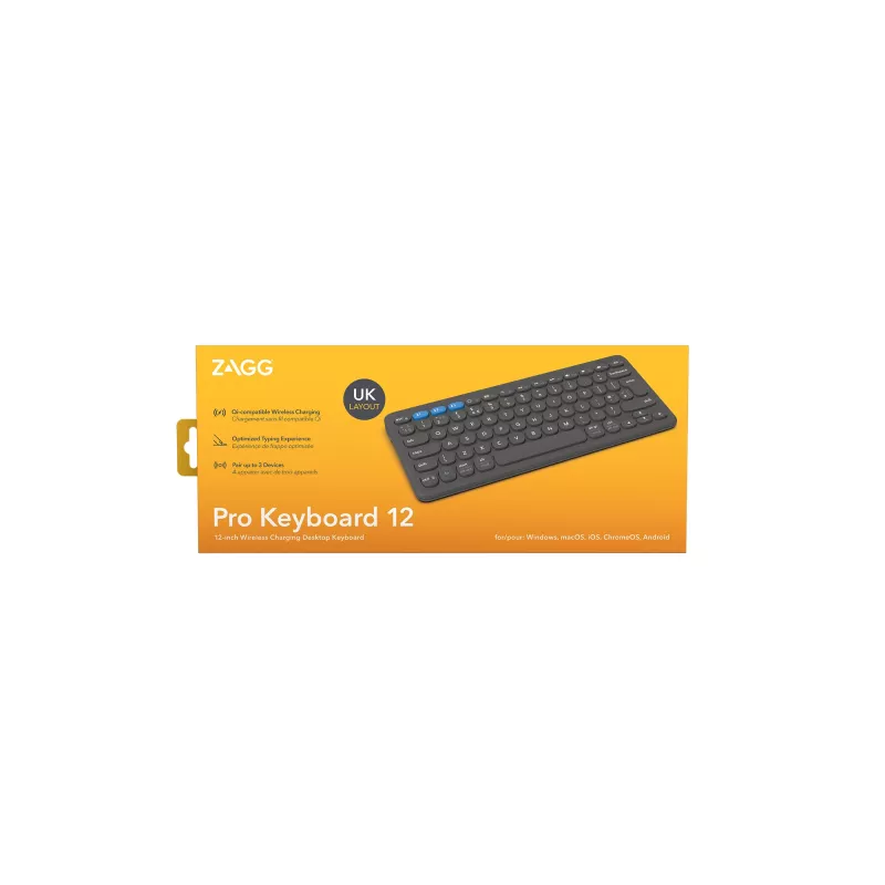ZAGG Pro 12 klawiatura Uniwersalne Bluetooth QWERTY Angielski Czarny