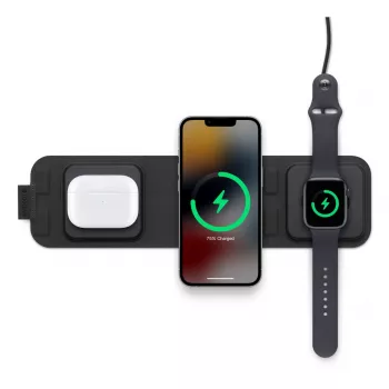mophie 3-w-1 podróżna ładowarka z MagSafe (2023), Do użytku wewnętrznego, USB, Ładowanie bezprzewodowe, Czarny