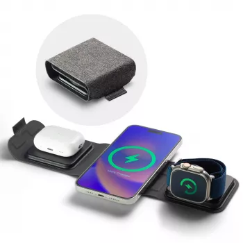 mophie 3-w-1 podróżna ładowarka z MagSafe (2023), Do użytku wewnętrznego, USB, Ładowanie bezprzewodowe, Czarny