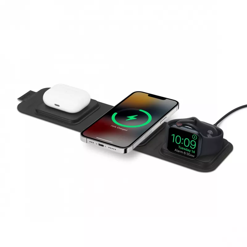 mophie 3-w-1 podróżna ładowarka z MagSafe (2023), Do użytku wewnętrznego, USB, Ładowanie bezprzewodowe, Czarny